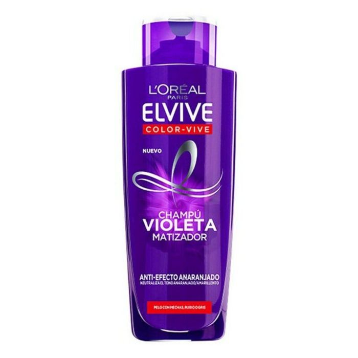 L'Oréal Paris ELVIVE COLOR-VIVE Violeta Champú Matizador para Cabello Rubio, Decolorado, Blanco o Gris - 200 ml