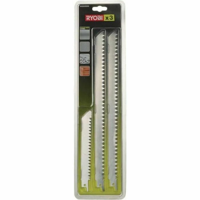 Ryobi Set de 3 Cuchillas Universales para Sierra de Sable de Acero Inoxidable de 300 y 152 mm para Madera y Plástico