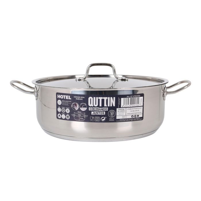 Cacerola con tapa de acero inoxidable Quttin 30 cm, 7.5 litros (2 Unidades) 4 Cacerola con tapa de acero inoxidable Quttin 30 cm, 7.5 litros (2 Unidades) 4