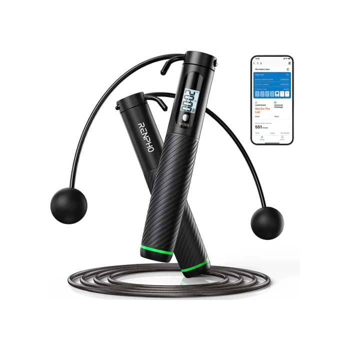 Renpho Cuerda Inteligente PEU-Q008-BK, Opción Adicional Sin Cable, Negra