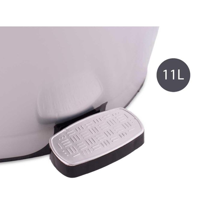 Papelera de plástico con pedal plateada Berilo 11L - 26x33x30 cm (6 Unidades) 3 Papelera de plástico con pedal plateada Berilo 11L - 26x33x30 cm (6 Unidades) 3