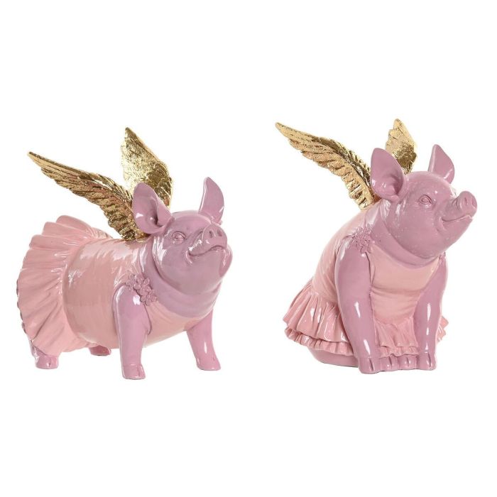 DKD Home Decor Figura Decorativa Moderna para el Hogar de Cerdo Rosa de Resina, 11 x 17 x 19 cm (Pack de 2) 1 DKD Home Decor Figura Decorativa Moderna para el Hogar de Cerdo Rosa de Resina, 11 x 17 x 19 cm (Pack de 2) 1