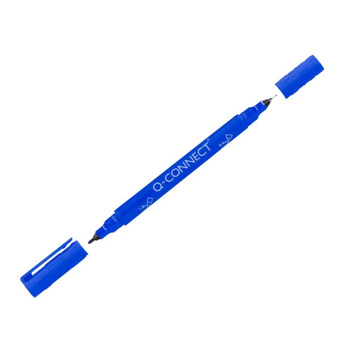 Rotulador Q-Connect Marcador Permanente Doble Punta Color Azul 0,4 mm Y 1 mm 10 unidades 2