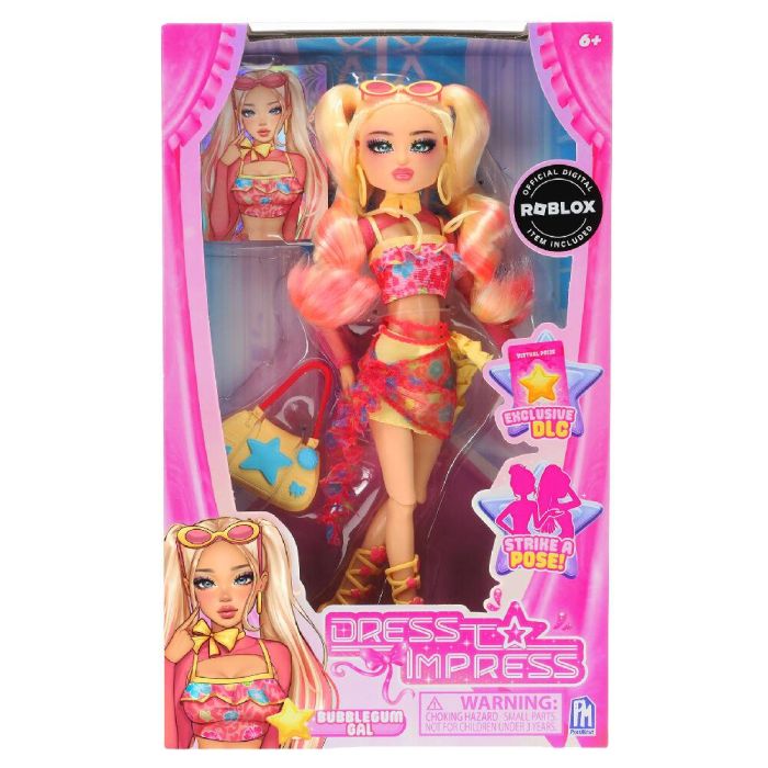 PHATMOJO Muñeca Bubble Gum Gal Fashion Doll Dress to Impress +6 años 29cm con código de descarga