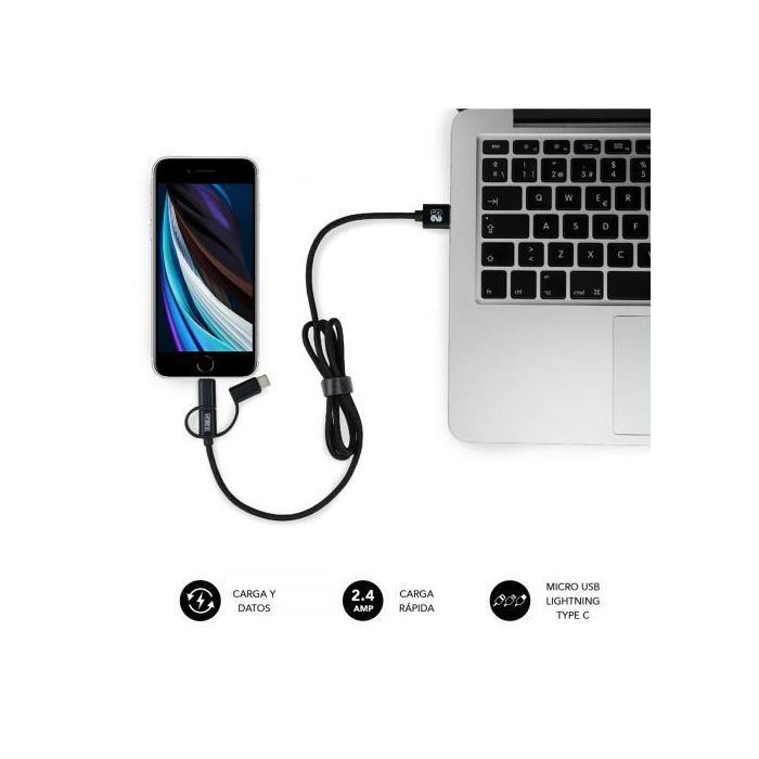 Cargador de Coche USB Universal + Cable USB-C Subblim SUB-CHG-4CC002 Negro 12 W 5