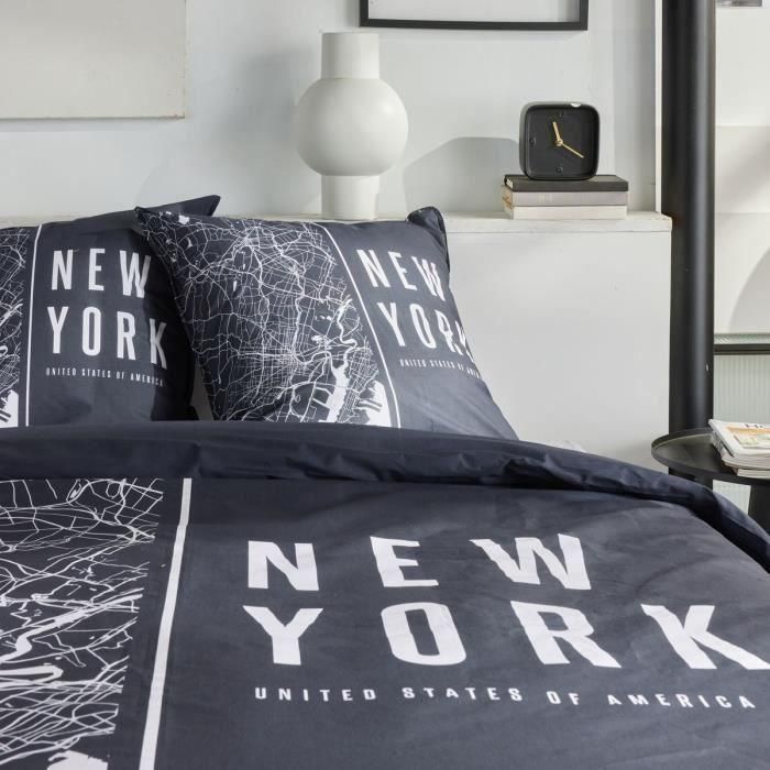 Juego de cama - TODAY - JAVA - 2 personas - 240x220 cm - Algodón - Estampado New York - Negro 1