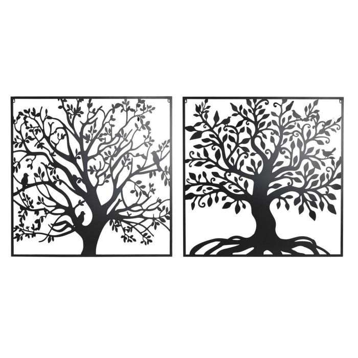 Decoración de Pared DKD Home Decor Árbol Metal (98 x 1 x 98 cm) (2 Unidades)