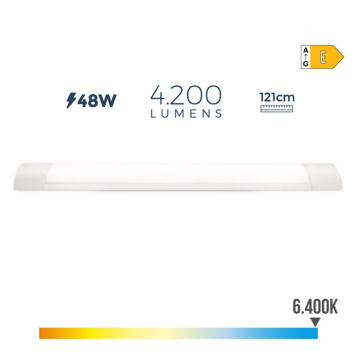 Edm Regleta LED 48W 6500K Luz Fría 4200 Lm 121.3x3.1x12 cm 0 Edm Regleta LED 48W 6500K Luz Fría 4200 Lm 121.3x3.1x12 cm 0