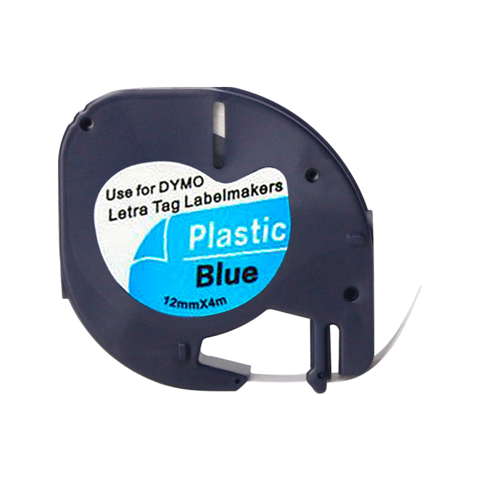 Q-connect Cinta Letratag 12mm x 4m Negro-Ultra Azul Compatible con Rotuladora Dymo para Oficina, Hogar y Escuela 1
