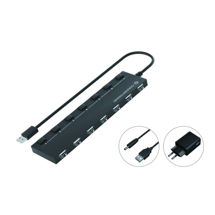 Conceptronic Hub USB 2.0 Hubbies08 7 Puertos, Negro - Expansión para PC/Portátil, Plug and Play, Incluye Adaptador 4 Conceptronic Hub USB 2.0 Hubbies08 7 Puertos, Negro - Expansión para PC/Portátil, Plug and Play, Incluye Adaptador 4