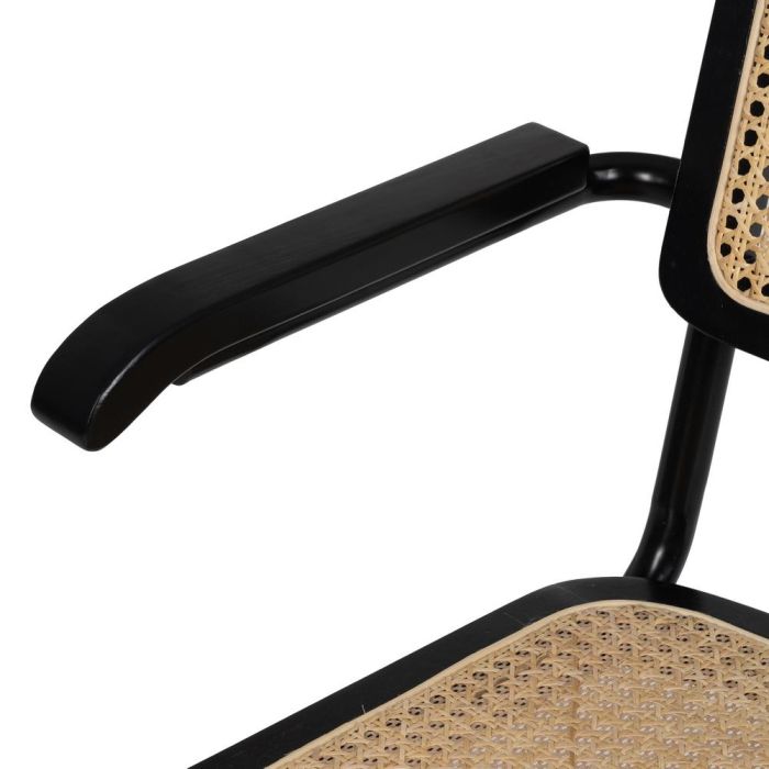 Silla Negro-Natural Madera-Ratán Salón 61,50 X 53 X 82,50 cm