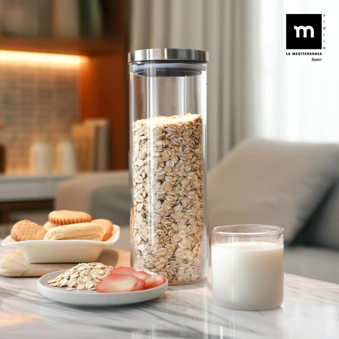 La Mediterranea Tarro Borosilicato Acero Inoxidable 1650 ml 10.8x10.8x26 cm 5