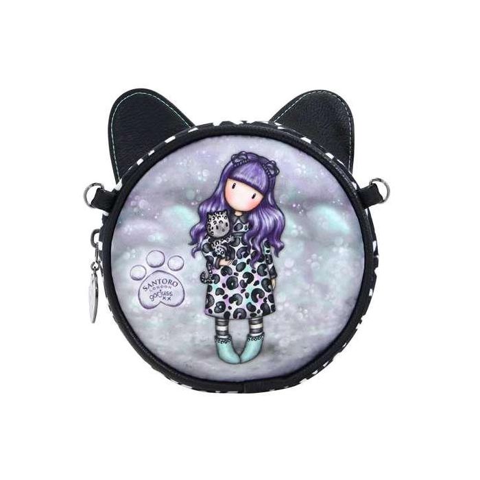 Bolso Bandolera Gorjuss Smitten kitten Negro Blanco (13,5 x 5,5 x 13,5 cm)