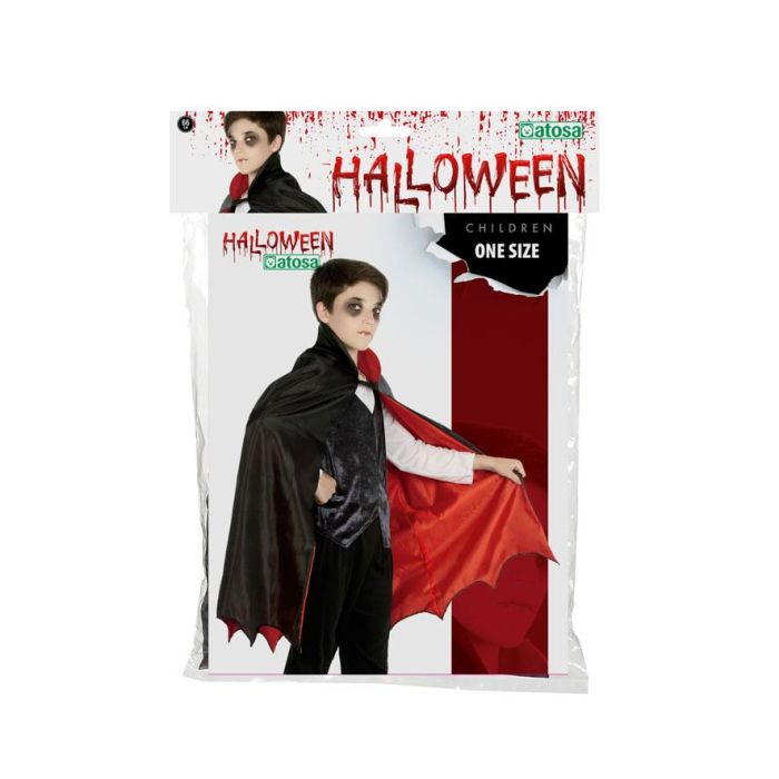 Capa de Disfraz de Murciélago Negra y Roja, 66 cm, para Niños. Talla Única, Poliéster, Accesorio para Vampiro/Demonio. 1 Capa de Disfraz de Murciélago Negra y Roja, 66 cm, para Niños. Talla Única, Poliéster, Accesorio para Vampiro/Demonio. 1