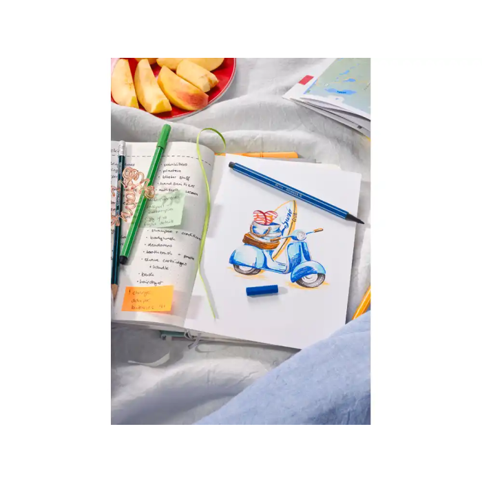 Stabilo Pen 68 Rotulador Acuarelable Azul Prusia Punta Gruesa 1mm Uso Escritura y Dibujo Tinta Base Agua 3