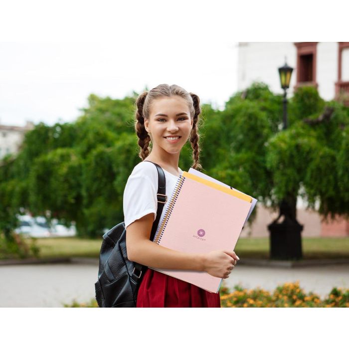 Cuaderno Espiral A4 Micro Antartik Dots Tapa Forrada 80H 90 gr Rayado Puntos 1 Banda 4 Taladros Rosa 10