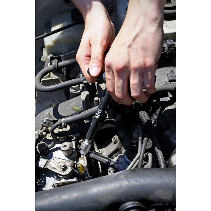 Aeg Llave de Bujía Diésel con 3 Enchufes Cardán 8mm 10mm 12mm Acero Inoxidable Mango T Espuma Antideslizante 4