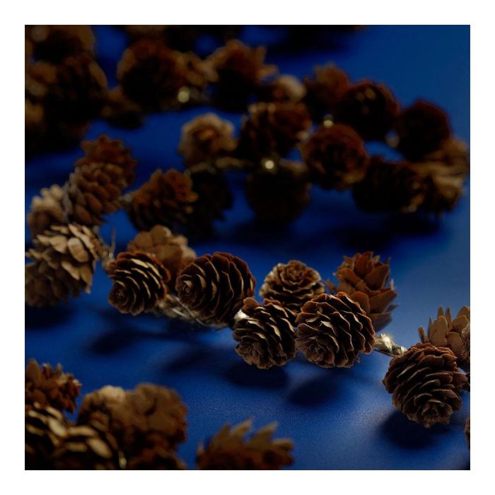 Guirnalda de 15 Micro LED, 110 cm, Luz Cálida, Interior, Piñas o Bellotas, con Programador, Pilas AA 3