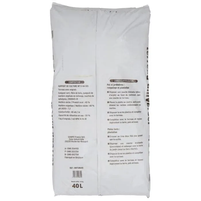 Aucune PRO3167770208610 Tierra universal para macetas 40 L 2