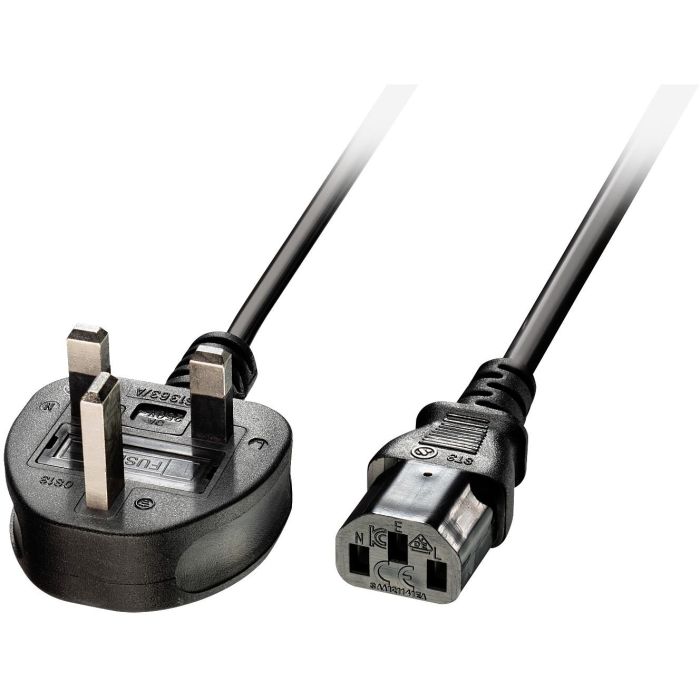 LINDY IEC-Netzkabel UK C13, Cable de Red, 3m 1