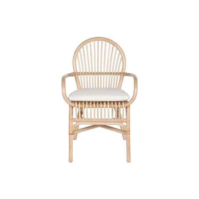 DKD Home Decor Silla Indonesia 1c24 Natural Blanco Ratán con Cojín 60 x 90 x 57 cm 1