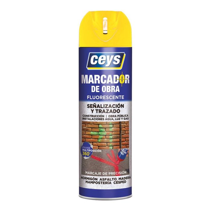 Ceys Marcador de Obra Amarillo 500ml Pintura Fluorescente para Señalización 908002