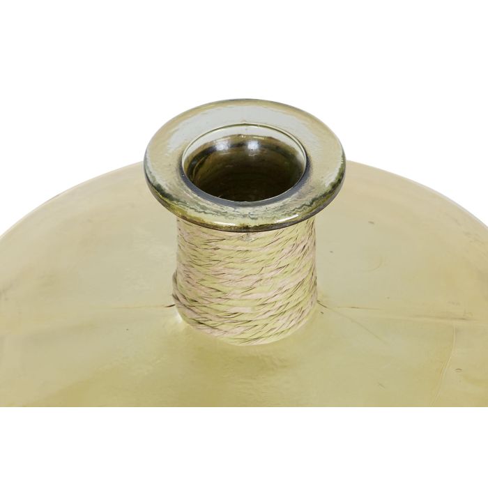 DKD Home Decor Jarron Alpino de Cristal Reciclado y Enea, Capacidad 30 Litros, Colores Ambar y Natural, 35x35x45 cm 1