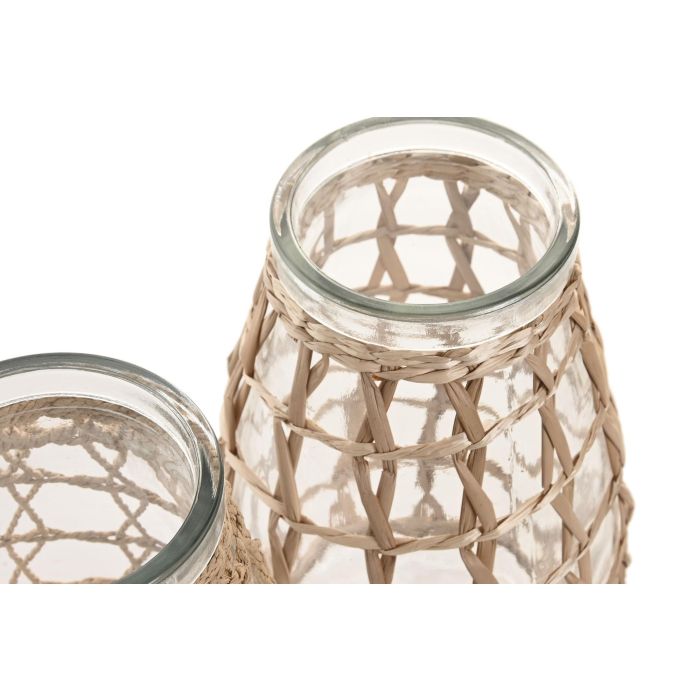 Jarron Cottage DKD Home Decor Transparente Marron 17 x 27 x 17 cm (6 Unidades) 2