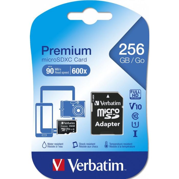 Verbatim 256GB microSDHC/SDXC, black, class 10 2 Verbatim 256GB microSDHC/SDXC, black, class 10 2