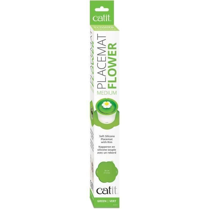 CAT IT Mantel individual con forma de flor - Tamaño mediano - Verde - Para gatos 1