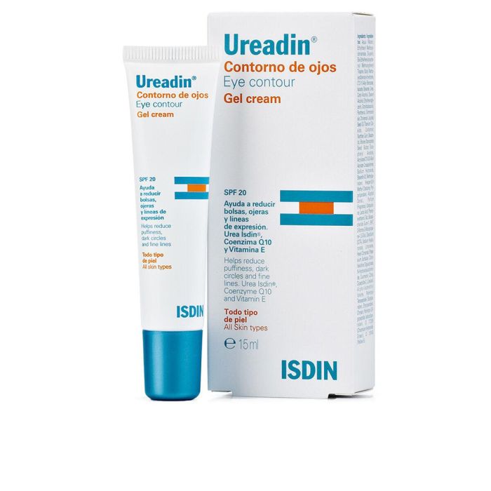 Isdin Ureadin Contorno de Ojos Gel Crema Antiedad con SPF 20, Anti-Ojeras y Bolsas, Hidratación Profunda con Urea y Ácido Hialurónico 15 ml