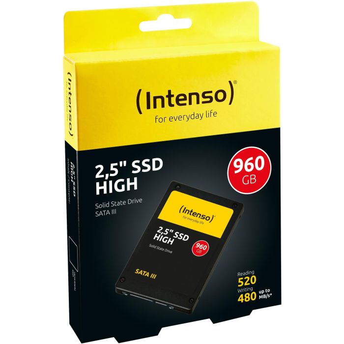 Intenso SSD High 960 GB, 2.5 pulgadas, Serial ATA III (SATA III) TLC - Velocidad de Lectura 520 MB/s, Escritura 480 MB/s 3 Intenso SSD High 960 GB, 2.5 pulgadas, Serial ATA III (SATA III) TLC - Velocidad de Lectura 520 MB/s, Escritura 480 MB/s 3