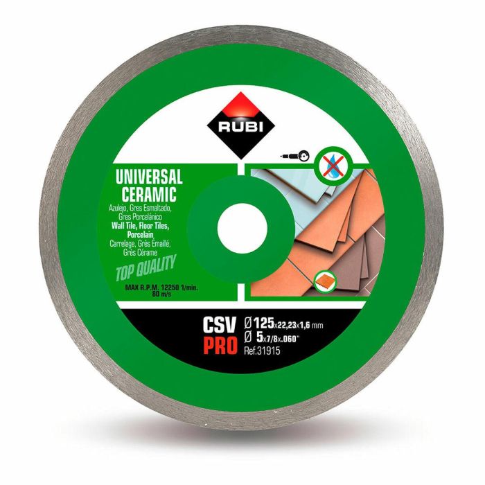 Rubi Disco Diamantado CSV PRO Ø125mm para Corte en Seco de Baldosa Cerámica Profesional - Versátil para Distintos Materiales