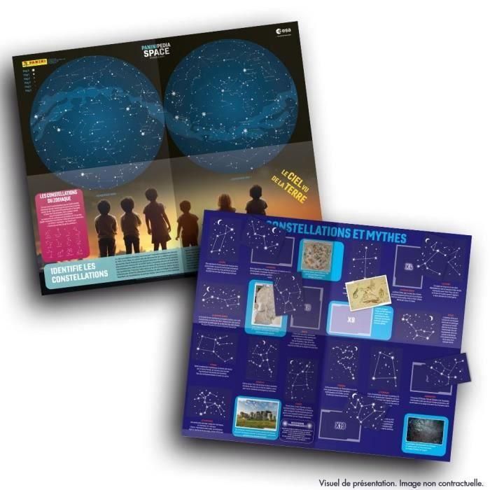 Panini Álbum Espacio PaniniPedia Colección de 208 Cromos y Pegatinas Fosforescentes con Póster Mapa de Constelaciones - Colaboración ESA 1