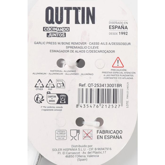 Quttin Prensa de Ajos con Deshuesador, 16 cm (12 Unidades) 2