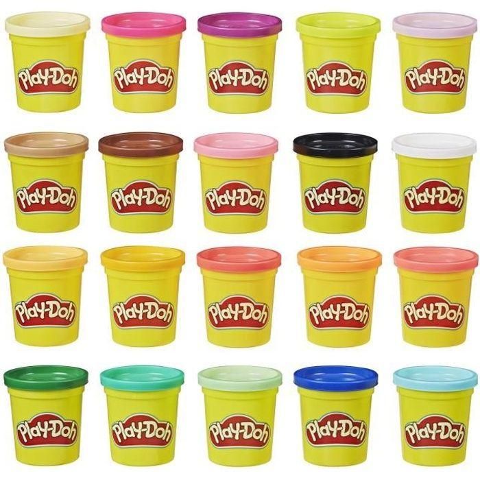 HASBRO Plastilina Play-Doh, Pack de 20 Botes, Total 1680 gramos de Masa para Modelar, Edad Mínima Recomendada 2 Años HASBRO Plastilina Play-Doh, Pack de 20 Botes, Total 1680 gramos de Masa para Modelar, Edad Mínima Recomendada 2 Años