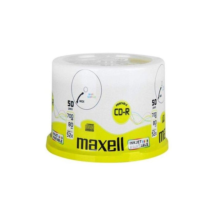 Cd-Rom Maxell 700 Mb 80 Min. 52X Printable Tarro De 50 (Incluye Canon Lpi De 4.00 ) (M190)