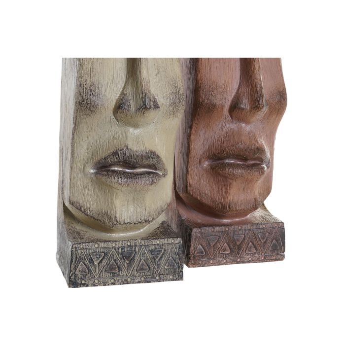 Macetero DKD Home Decor 16 x 17 x 49 cm Cara Beige Terracota Resina (2 Unidades) 1