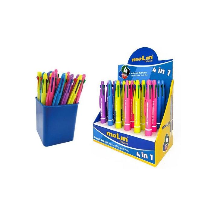 Molin Bolígrafo 4 Colores En 1 C-Surtidos Bote Expositor 25 Ud