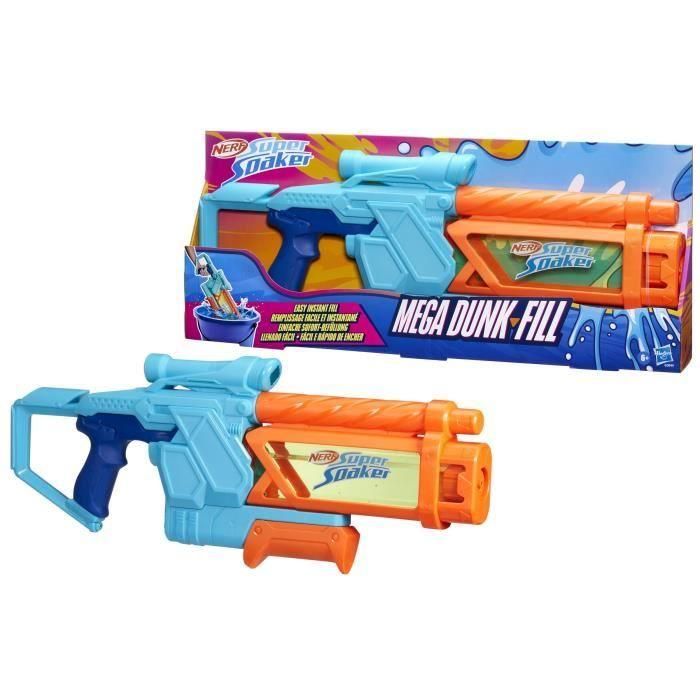 Hasbro Nerf Super Soaker Lanzador de Agua Mega Dunk-Fill G0999 Fácil de Llenar 1 Litro
