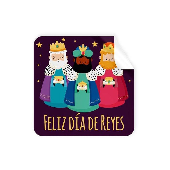 Etiquetas Regalo Adh. Rollo 250 Uds. Cuadradas 40X40 Navidad Feliz Dia De Reyes