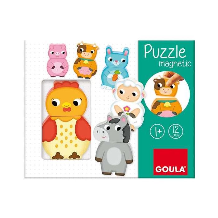 Puzzle magnético granja de madera goula 12 piezas, intercambiables 6 Puzzle magnético granja de madera goula 12 piezas, intercambiables 6