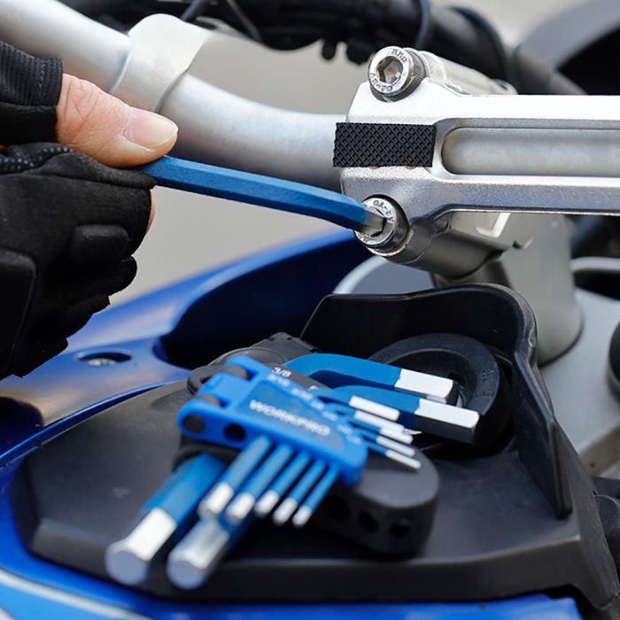 Workpro Juego de Llaves Allen Cortas Métricas 9 Piezas Acero Cromo-Vanadio 1.5-10mm Azul 6 Workpro Juego de Llaves Allen Cortas Métricas 9 Piezas Acero Cromo-Vanadio 1.5-10mm Azul 6