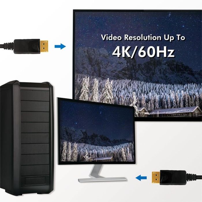 LogiLink DisplayPort 1.2 (ST-ST) 2m Anschlusskabel 4K 60Hz Schwarz 3