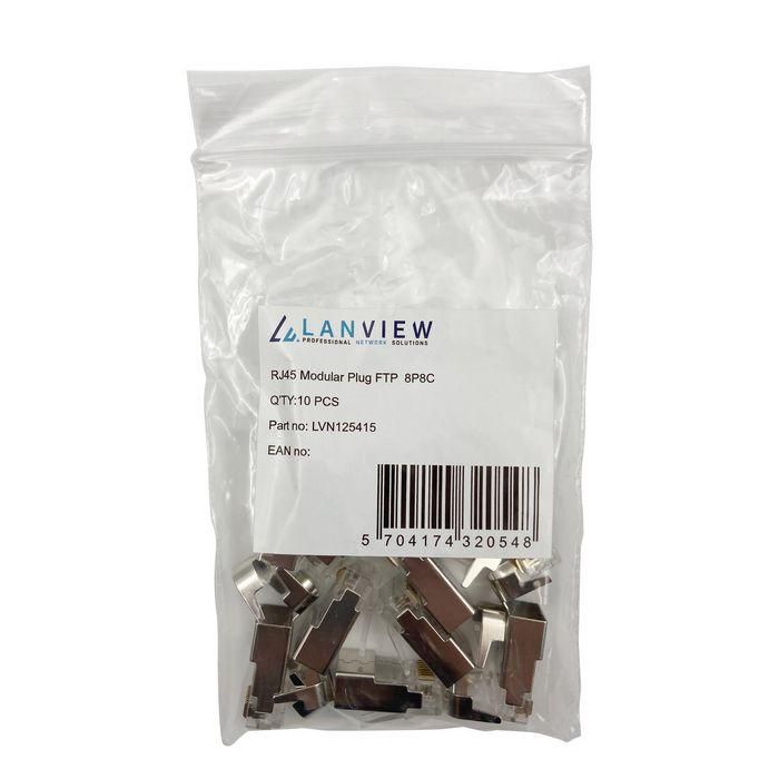 Lanview RJ45 STP plug Cat6a for AWG22-23 solid/stranded conductor 10 pcs. in a bag 2 Lanview RJ45 STP plug Cat6a for AWG22-23 solid/stranded conductor 10 pcs. in a bag 2