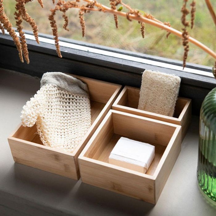 Andrea House Set 3 cajas almacenaje ax73022 Rectangular Cuadrada Madera 30 x 23 x 7 cm 1