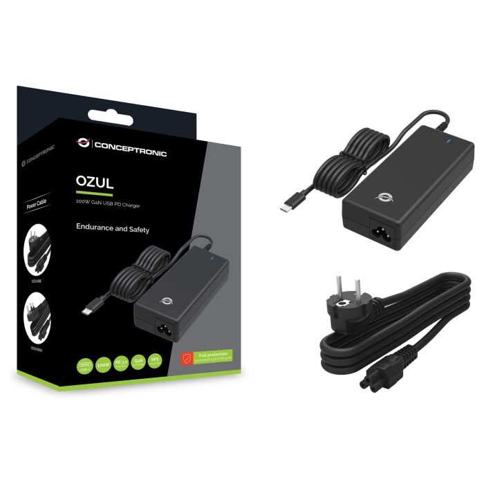 Conceptronic Cargador Portátil 100W GaN Universal USB-C Power Delivery PD 3.0 con Función Carga Rápida y Protecciones, Cable 150cm 4