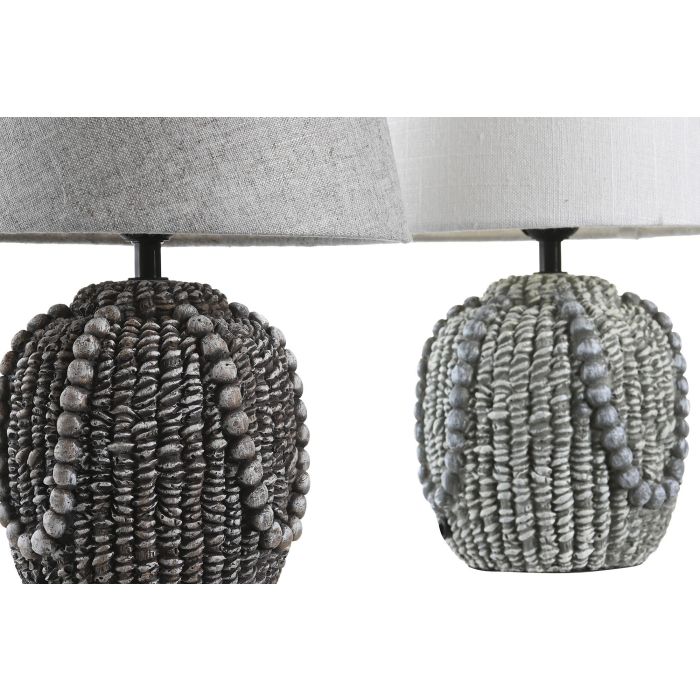 Lámpara de mesa DKD Home Decor Negro Tela Poliéster Verde Gres 220 V 50 W (24 x 24 x 34 cm) (2 Unidades) 1