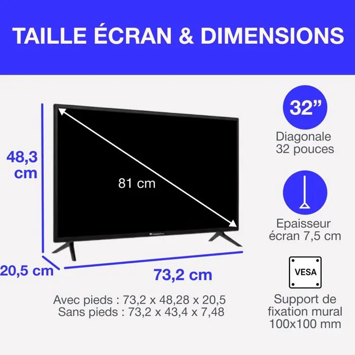 Continental Edison Televisor HD 32" (81 cm) Smart Vidaa Wifi Bluetooth CELED32SVHD25B6 1