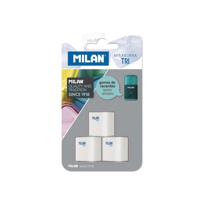 Goma De Borrar Milan Recambio Para Afilaborra Tri (Blister De 3) 12 unidades